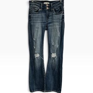 BKE Payton Jeans 26 Mid Rise Bootcut Distressed Y2K Dark Wash Denim 28 Inseam